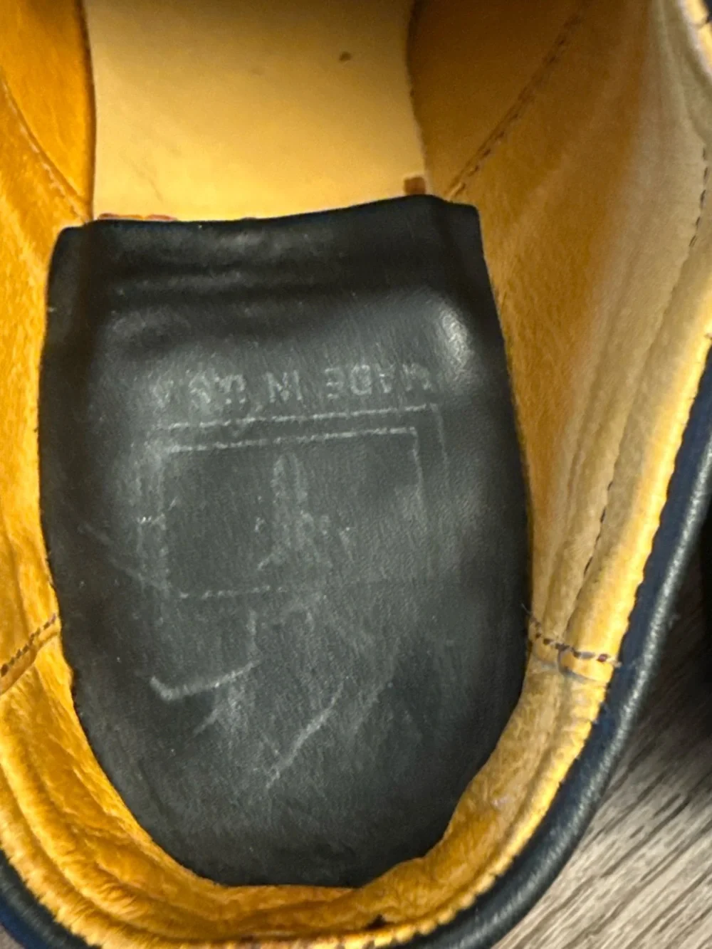 Frye Black leather belted shoe buckle shoes with yellow lining. Size 6M